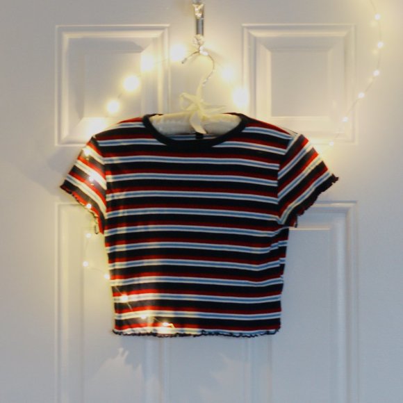 Topshop Crop Top with Stripes - Picture 1 of 3